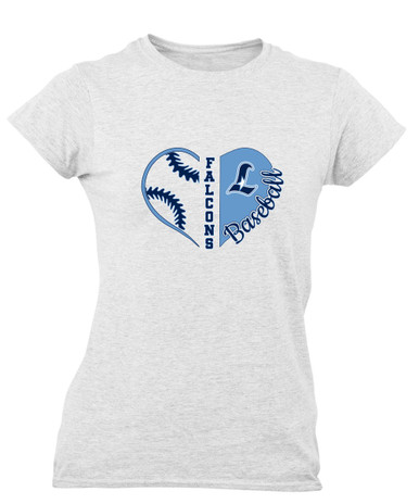 Liberty Falcons L Script Heart Baseball Women's SS T-Shirt