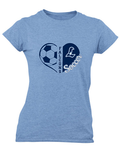 Liberty Falcons L Script Heart Soccer Women's SS T-Shirt