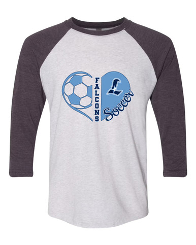 Liberty Falcons L Script Heart Soccer Women's Baseball T-Shirt