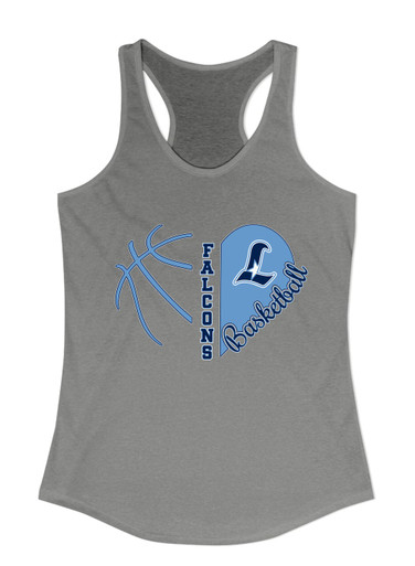 Liberty Falcons L Script Heart Basketball Women's Tank Top