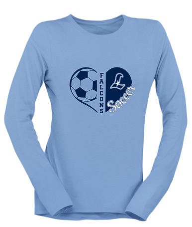 Liberty Falcons L Script Heart Soccer Women's LS T-Shirt
