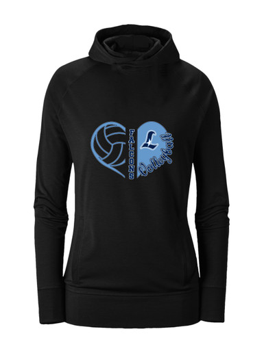 Liberty Falcons L Script Heart Volleyball Women's Hoodie