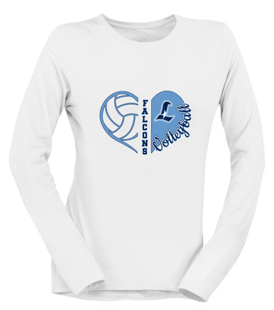 Liberty Falcons L Script Heart Volleyball Women's Premium LS T-Shirt