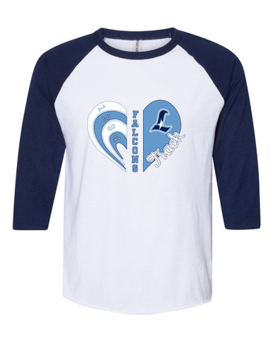Liberty Falcons L Script Heart Track Women's Baseball T-Shirt