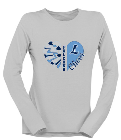 Liberty Falcons L Script Heart Cheer Women's LS T-Shirt