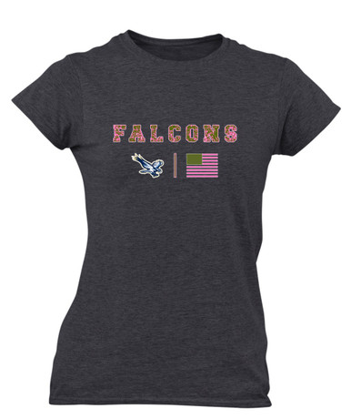 Liberty Falcons Pink Camo Flag Women's SS T-Shirt