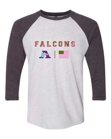 Armstrong Falcons Pink Camo Flag Women's Baseball T-Shirt