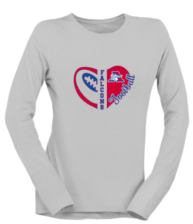 Armstrong Falcons Heart Football Women's LS T-Shirt
