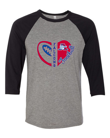 Armstrong Falcons Heart Football Women's Baseball T-Shirt