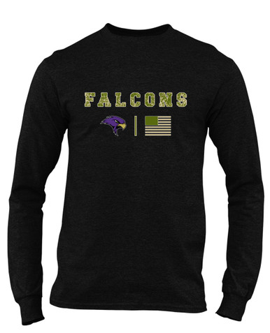 Timber Creek Falcons Camo Flag Men's LS T-Shirt