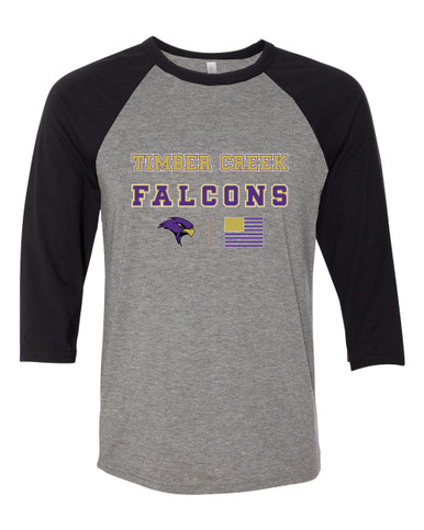 Timber Creek Falcons Spirit Flag Men's Baseball T-Shirt