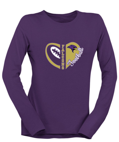 Timber Creek Falcons Heart Football Women's LS T-Shirt