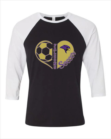 Timber Creek Falcons Heart Soccer Women's Baseball T-Shirt