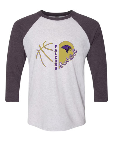 Timber Creek Falcons Heart Basketball Women's Baseball T-Shirt