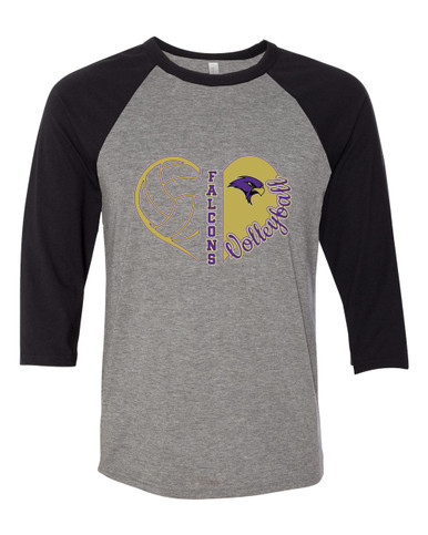 Timber Creek Falcons Heart Volleyball Women's Baseball T-Shirt