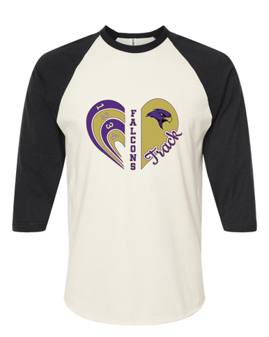 Timber Creek Falcons Heart Track Women's Baseball T-Shirt