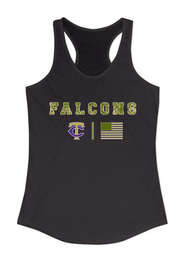 Timber Creek Falcons TC Script Camo Flag Women's Tank Top