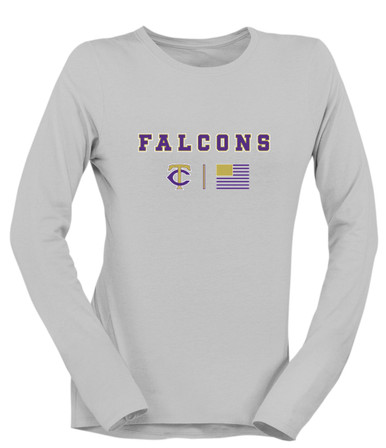 Timber Creek Falcons TC Script Team Colors Flag Women's LS T-Shirt