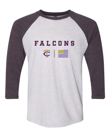 Timber Creek Falcons TC Script Team Colors Flag Men's Baseball T-Shirt