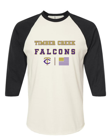 Timber Creek Falcons TC Script Spirit Flag Women's Baseball T-Shirt