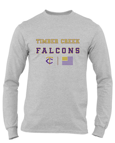 Timber Creek Falcons TC Script Spirit Flag Men's Premium LS T-Shirt