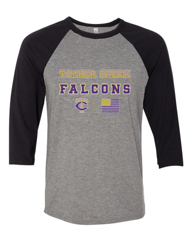 Timber Creek Falcons TC Script Spirit Flag Men's Baseball T-Shirt
