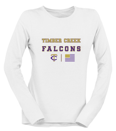 Timber Creek Falcons TC Script Spirit Flag Women's LS T-Shirt