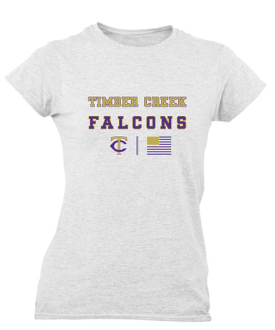 Timber Creek Falcons TC Script Spirit Flag Women's SS T-Shirt