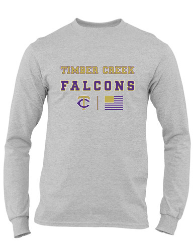 Timber Creek Falcons TC Script Spirit Flag Men's LS T-Shirt