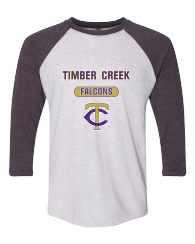 Timber Creek Falcons TC Script Mascot #3 Men's Baseball T-Shirt