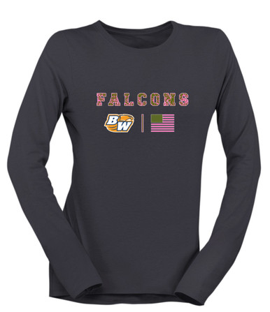 Briar Woods Falcons Pink Camo Flag Women's Premium LS T-Shirt