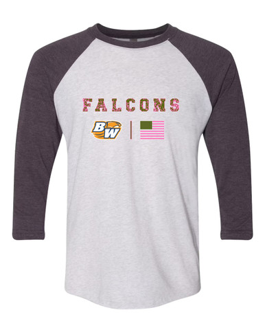 Briar Woods Falcons Pink Camo Flag Women's Baseball T-Shirt