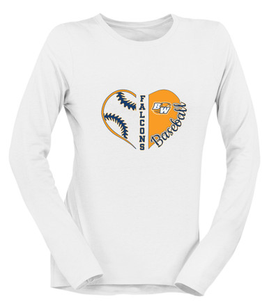 Briar Woods Falcons Heart Baseball Women's LS T-Shirt