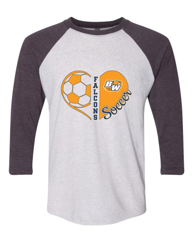 Briar Woods Falcons Heart Soccer Women's Baseball T-Shirt