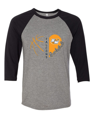 Briar Woods Falcons Heart Basketball Women's Baseball T-Shirt
