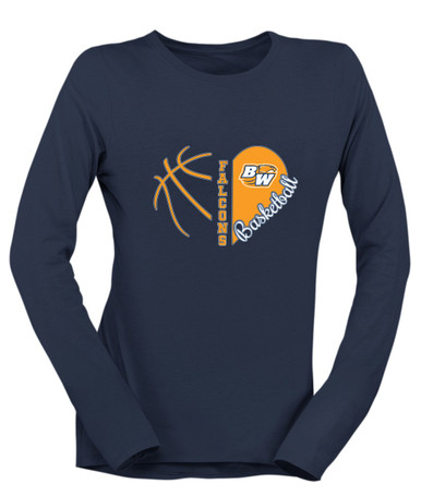 Briar Woods Falcons Heart Basketball Women's LS T-Shirt