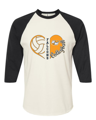 Briar Woods Falcons Heart Volleyball Women's Baseball T-Shirt