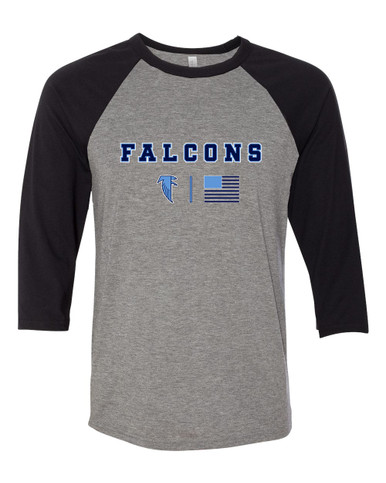 West Rowan Falcons Team Colors Flag Women's Baseball T-Shirt