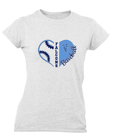 West Rowan Falcons Heart Baseball Women's SS T-Shirt