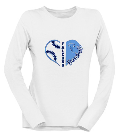 West Rowan Falcons Heart Baseball Women's LS T-Shirt