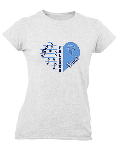 West Rowan Falcons Heart Band Women's SS T-Shirt