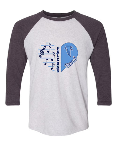 West Rowan Falcons Heart Band Women's Baseball T-Shirt
