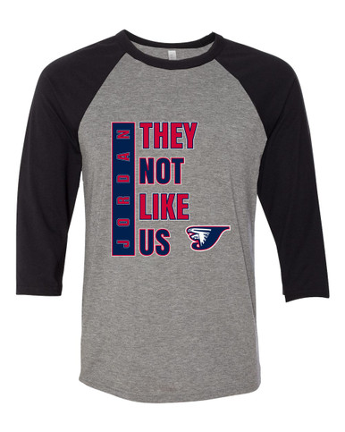 Jordan Falcons They Not Like Us #1 Women's Baseball T-Shirt