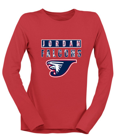 Jordan Falcons Mascot #9 Women's LS T-Shirt