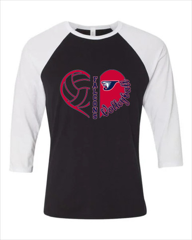 Jordan Falcons Heart Volleyball Women's Baseball T-Shirt