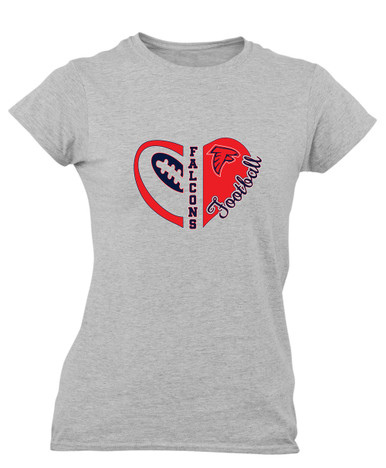 Saratoga Falcons Heart Football Women's SS T-Shirt