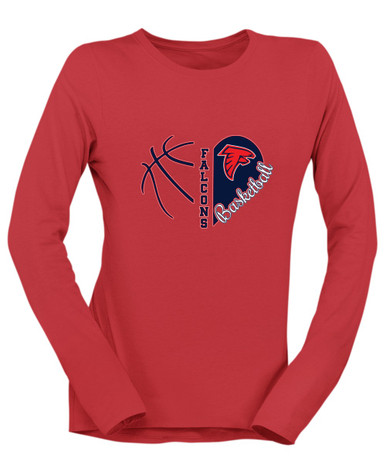 Saratoga Falcons Heart Basketball Women's Premium LS T-Shirt