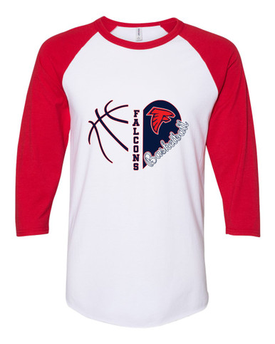Saratoga Falcons Heart Basketball Women's Baseball T-Shirt