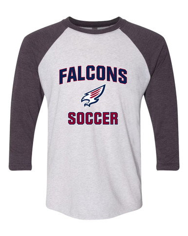 Tompkins Falcons Soccer #1 Women's Baseball T-Shirt