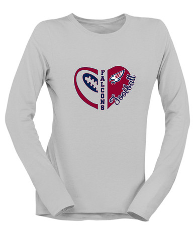 Tompkins Falcons Heart Football Women's LS T-Shirt